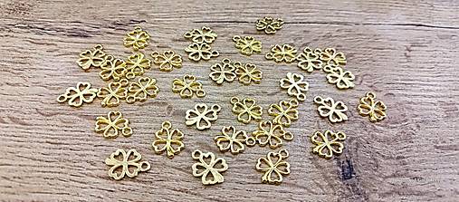 Komponenty - Prívesok Štvorlístok 17 x 14 mm (Zlatá) - 17287020_