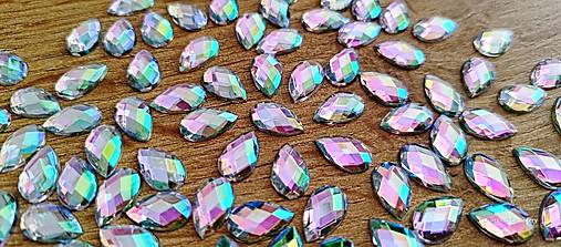 Galantéria - Ozdobné kamienky 8 x 13 mm (Crystal AB) - 17287873_