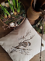 Úžitkový textil - Vankúš vtáčik s konárikom - 17285490_