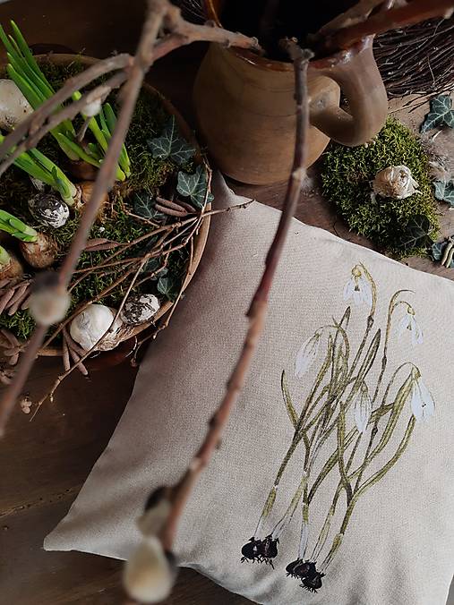 Úžitkový textil - Vankúš snežienky - 17285491_