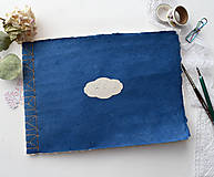 Papiernictvo - Zápisník z ručného papiera A4- Modrý - 17285760_