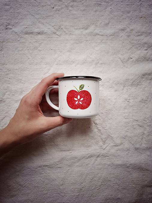 Nádoby - Smaltovaný hrnček Rozprávkové ovocie (Jabĺčko) - 17291209_