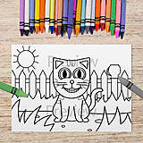 Hračky - Mačička v záhrade omaľovánka - 17289915_