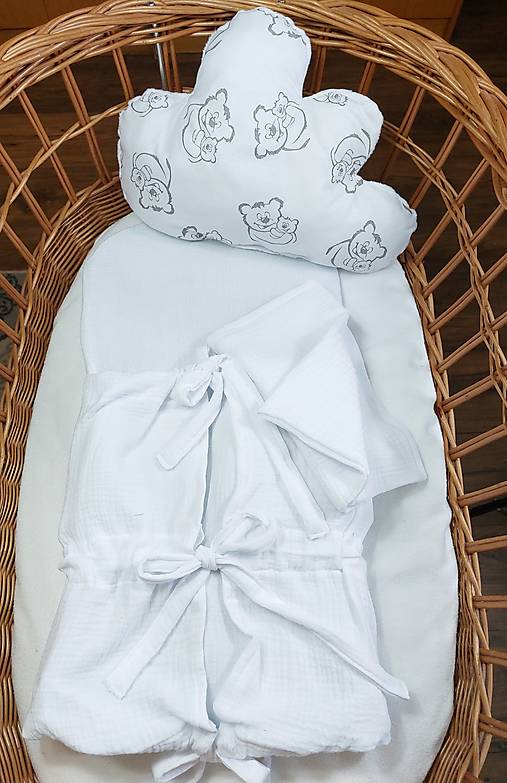 Detský textil - Súprava pre bábätko - podlhovastá perinka, mojkací vankúšik a plienky - 17293196_