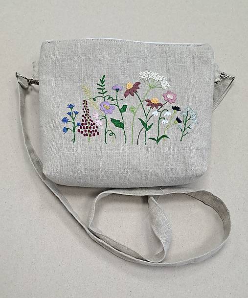 Kabelky - Ľanová kabelka s výšivkou - 17292807_