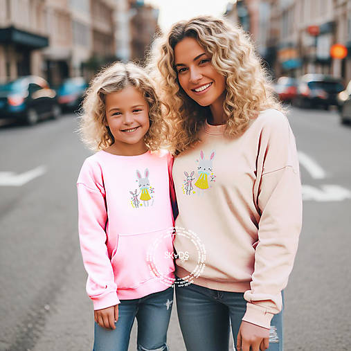 Mikiny - Mikiny MAMA a DCÉRA (Dcéra - ružová  98/104) - 17292495_