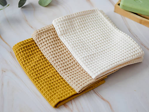 Úžitkový textil - Kozmetický uterák (Okrové TRIO) - 17294446_