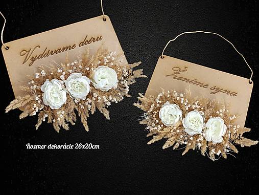 Dekorácie - Boho tabuľky pre ženícha a nevestu  - 17294752_