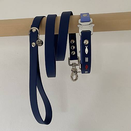 Pre zvieratá - Vodeodolný set obojok a vodítko FOoFO s námorníckym motívom z BioThane® - 17296159_