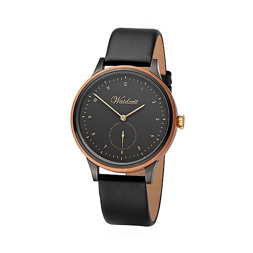 Náramky - Unisex hodinky s čiernym koženým remienkom Cherry - 17294646_