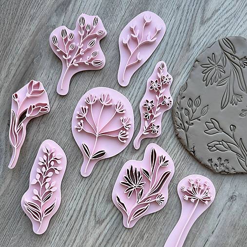 Iný materiál - Sada 8ks veľkých pečiatok Floral - 17296148_