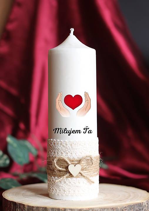 Sviečky - MILUJEM ŤA Romantická sviečka z lásky Veľká sviečka - 17295656_