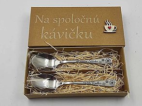 Príbory, varešky, pomôcky - Set čajových lyžičiek s gravírovaním na želanie v kraftovanej dvojkrabičke - 17295565_