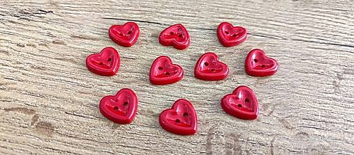 Galantéria - Gombík srdiečko  - 15 mm (Červená) - 17297232_