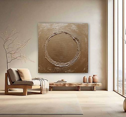 Obrazy - KRUH ŽIVOTA - ZEN Ensō (gold) 80 x 80 - 17297891_