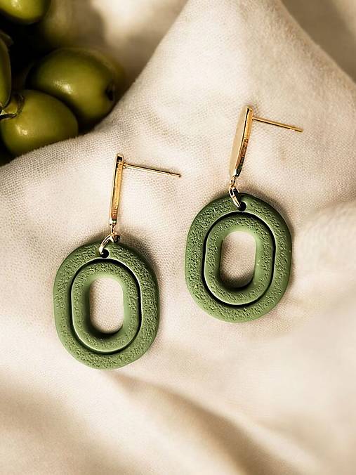 Náušnice - Olive Girl náušnice z polymérovej hmoty - 17296868_