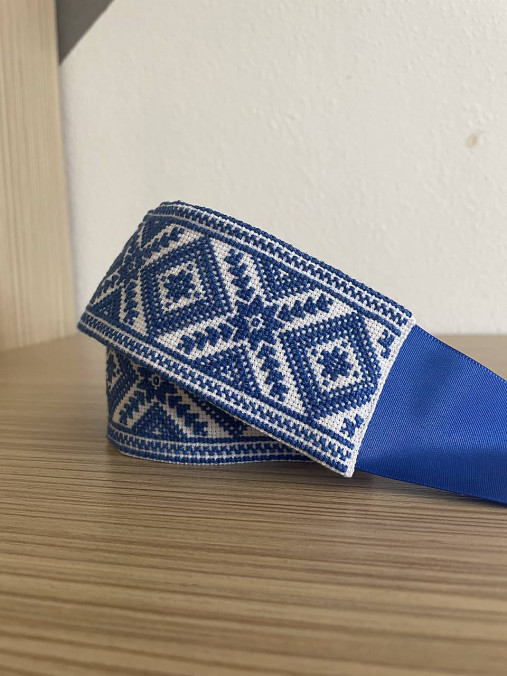 Opasky - Vyšívaný opasok - modrý - 17297492_