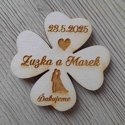 Magnetky - Štvorlístok magnetka darček pre svadobných hostí - 17297658_