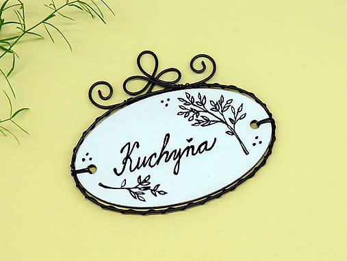Tabuľky - kúpeľňa + WC-tabuľka, menovka s vetvičkou (jedna tabuľka - nápis podľa zákazníka) - 17299414_