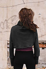 Svetre a kardigány - Čierne pleteninové bolero s vysokým golierom - 17299951_