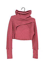 Svetre a kardigány - Čierne pleteninové bolero s vysokým golierom - 17299953_