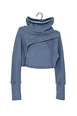 Svetre a kardigány - Čierne pleteninové bolero s vysokým golierom - 17299954_