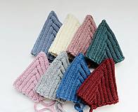 Detské čiapky - Čiapka "pixie" horčicová - 0-3 m(100% merino) (Modrá) - 17299466_