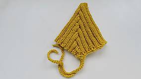 Detské čiapky - Čiapka "pixie" horčicová - 0-3 m(100% merino) (Modrá) - 17299468_