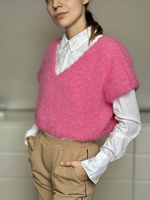 Vesty - Pletená oversize vesta Izabela - 17299755_