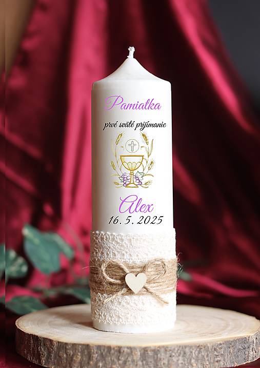 Sviečky - Pamiatka na prvé sväté prijímanie Kalich - 17298647_