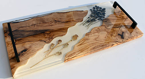 Nádoby - Podnos epoxy levandulka makovičky - 17299981_