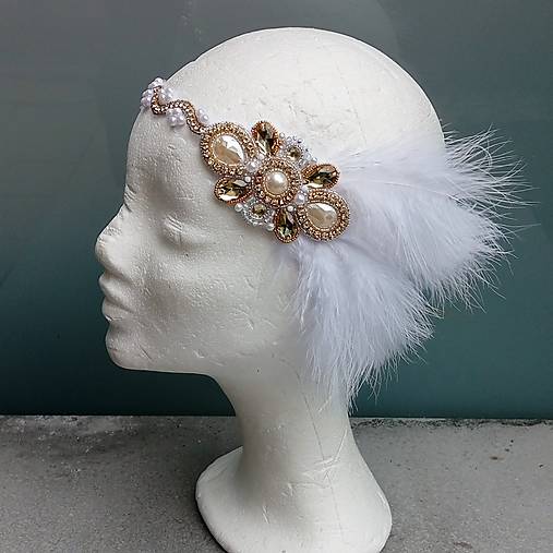 Ozdoby do vlasov - Great Gatsby Bride ... čelenka - 17302427_