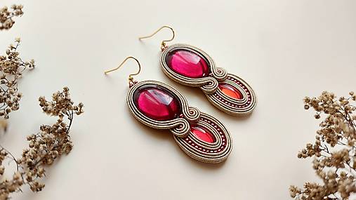Náušnice - Boróka - soutache earring - ručne šité šujtášové náušnice - 17302208_