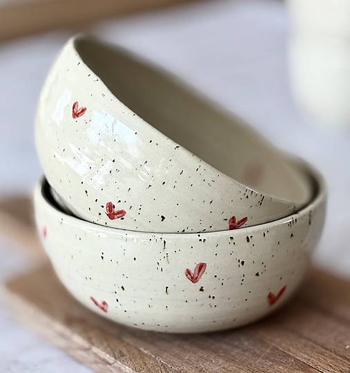 Nádoby - Miska Love na bodkovanej hline - 17302046_