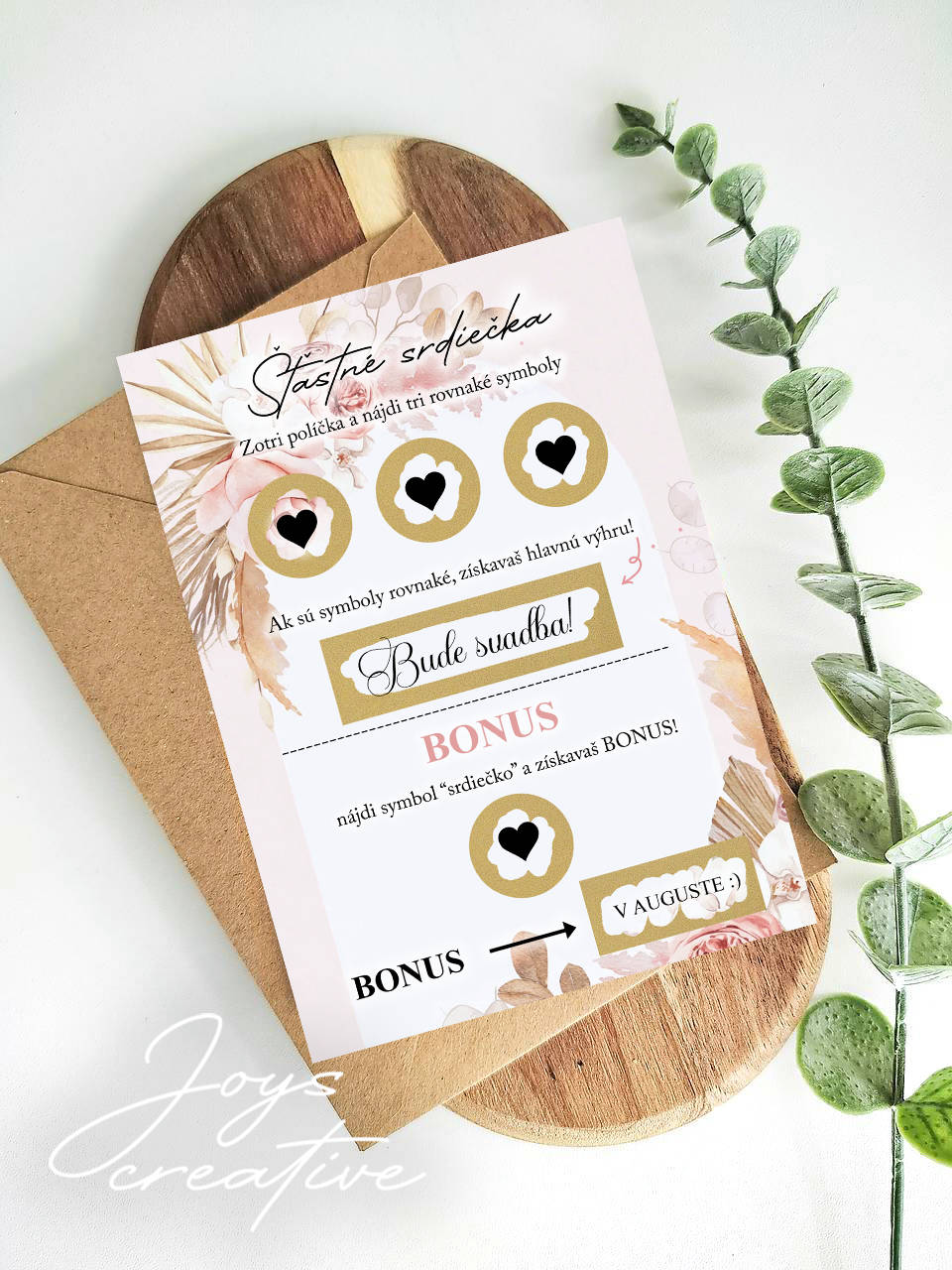 Stieracia kartička Šťastné srdiečka, Bude svadba