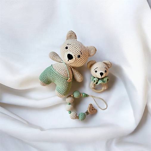 Hračky - Hačkovaný Teddy set - 17303196_
