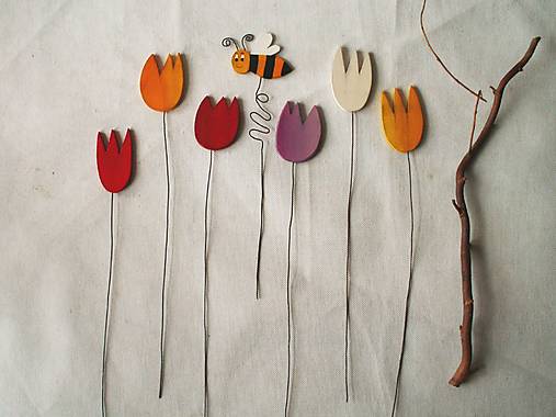 Dekorácie - Tulipány - zápichy (Žltá) - 17304188_