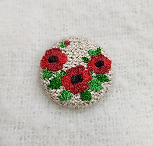 Brošne - Výšivaná jarná brošňa (divé maky) - 17306278_