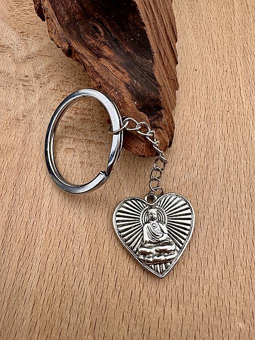 Kľúčenky - Kľúčenka Budha v srdiečku - 17306796_