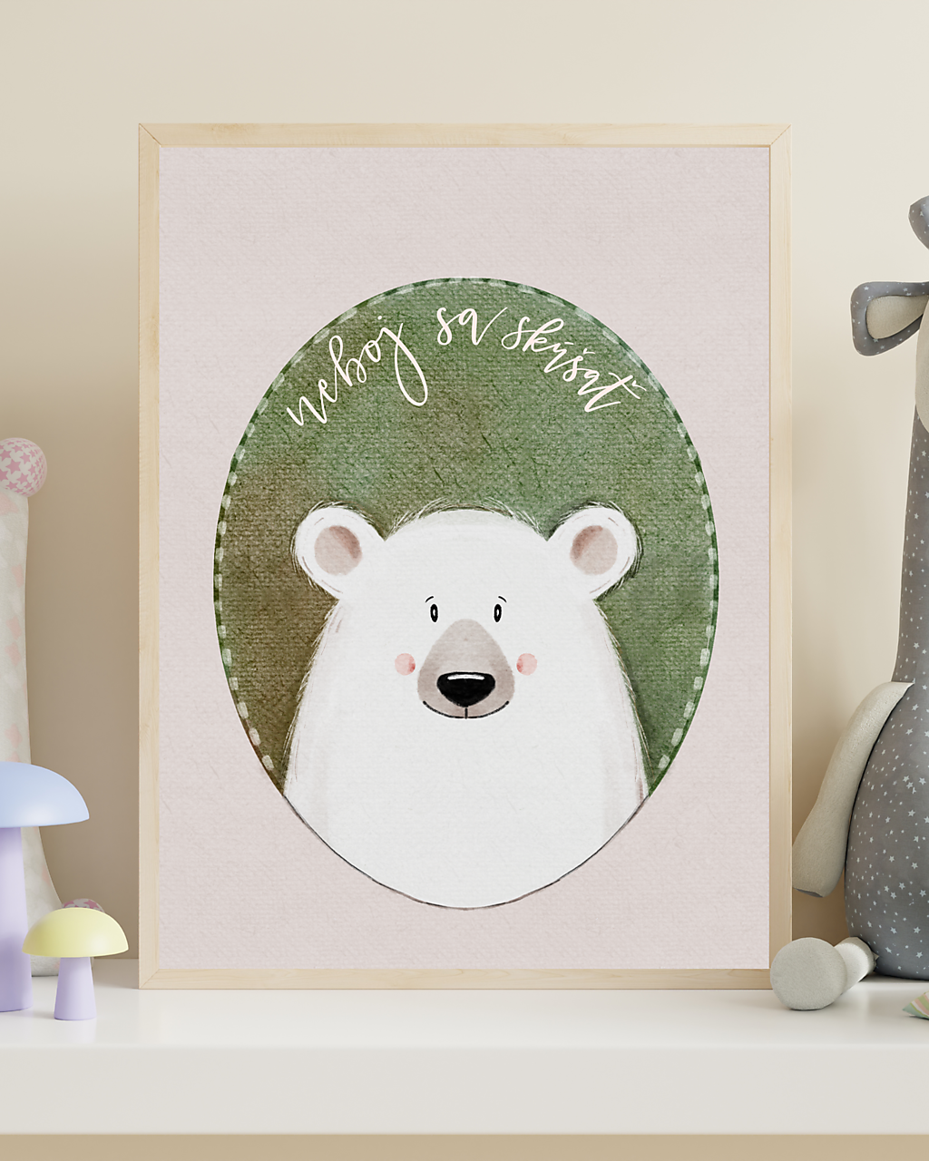 NEBOJ SA SKÚŠAŤ (medvedík) - detský art print