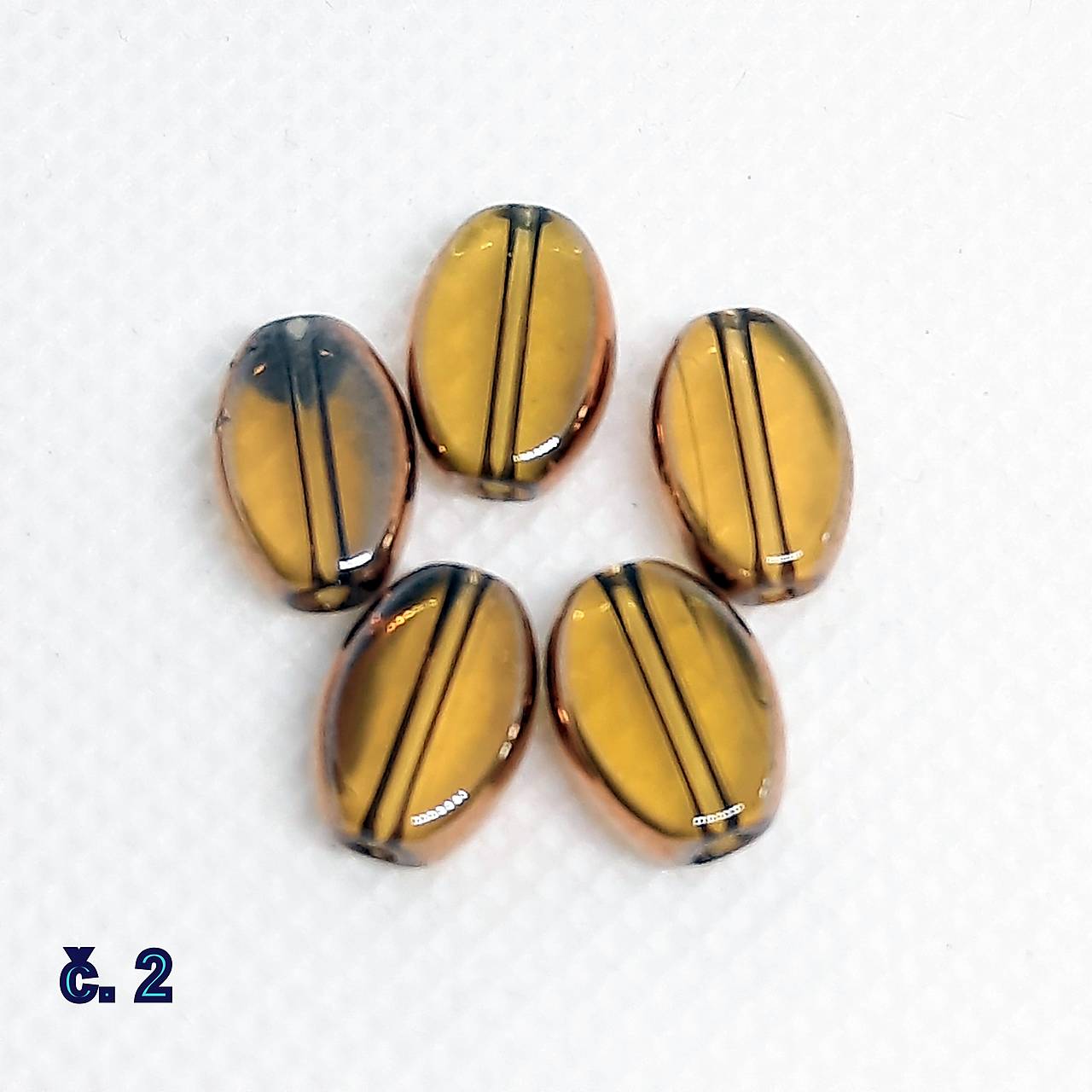 Sklenené korálky ovál -1ks (č.2-khaki hnedá)