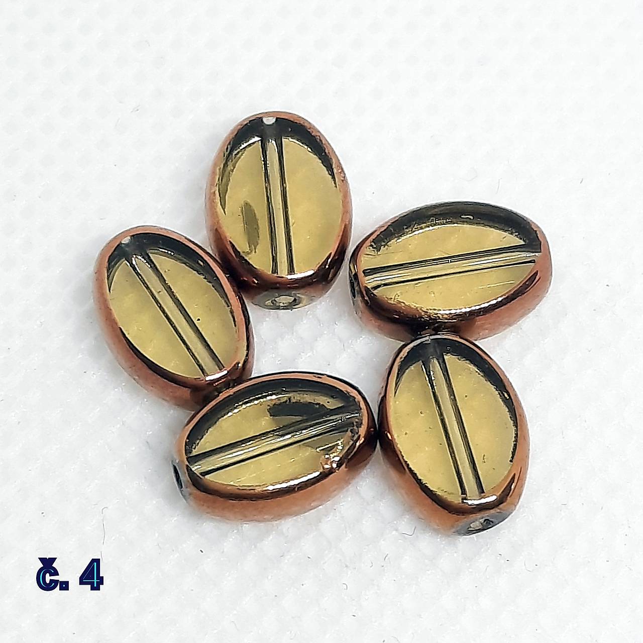 Sklenené korálky ovál -1ks (č.4-khaki zelená)