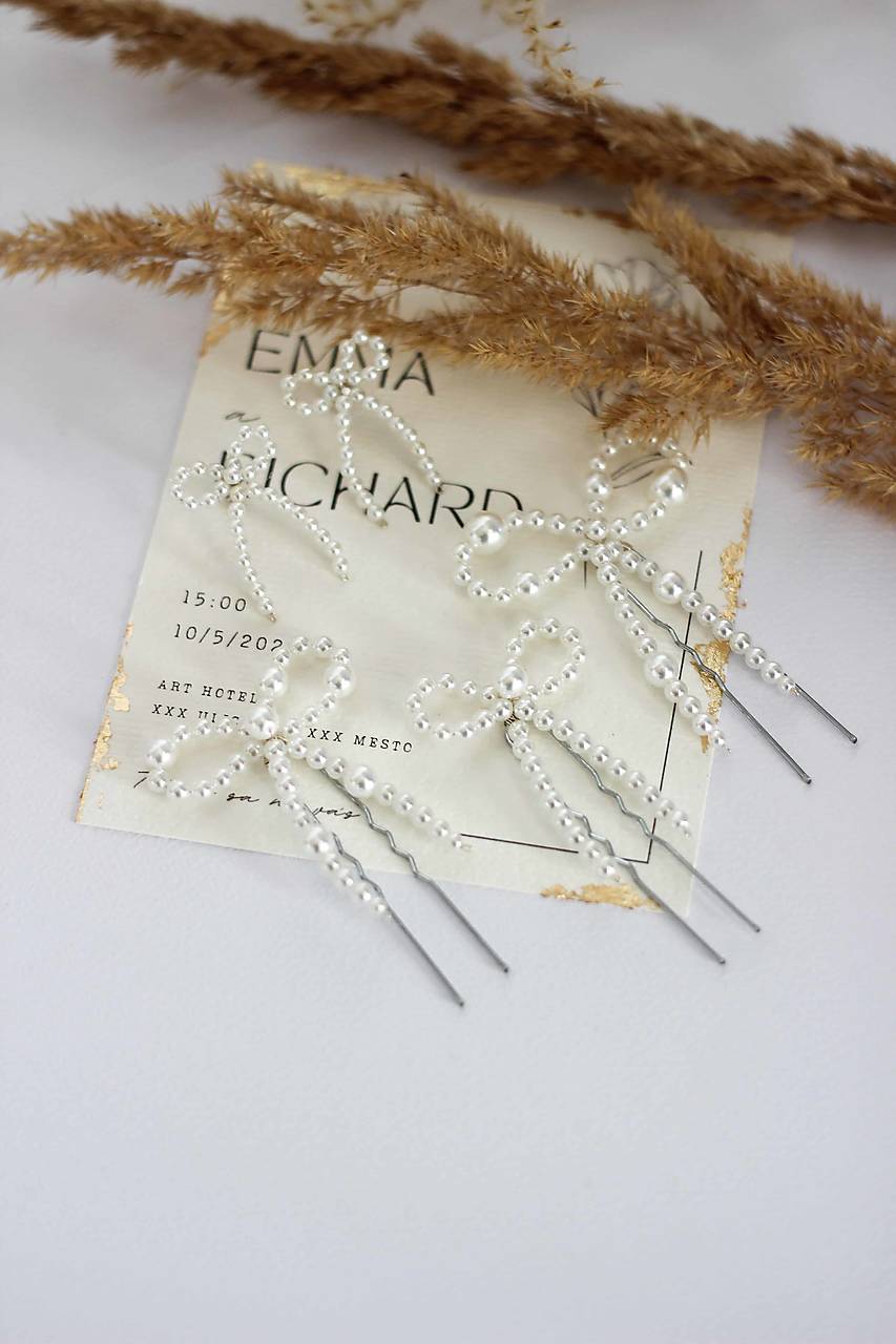 Perlové svadobné náušnice Júlia (Sada náušníc a 3 vláseniek)