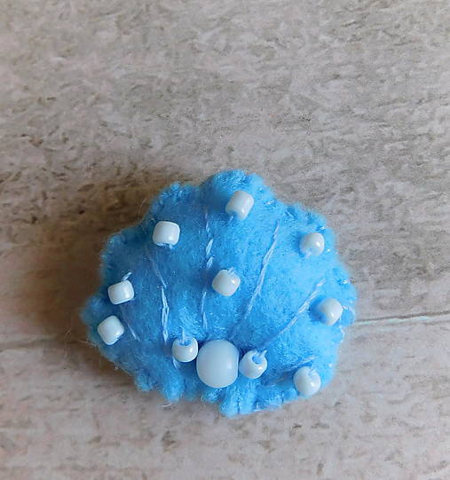 Brošne - mini brošňa mušľa nebíčkovo modrá - 17310581_