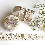 Papier - exkluzívna japonská washi páska Zlaté kvety - 17309345_
