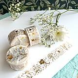 Papier - exkluzívna japonská washi páska Zlaté kvety - 17309346_