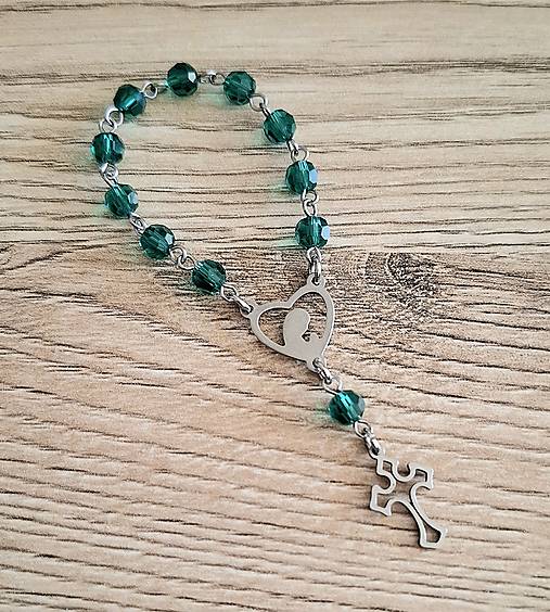 Náhrdelníky - Ruženec do ruky/oceľ (smaragd) - 17310850_