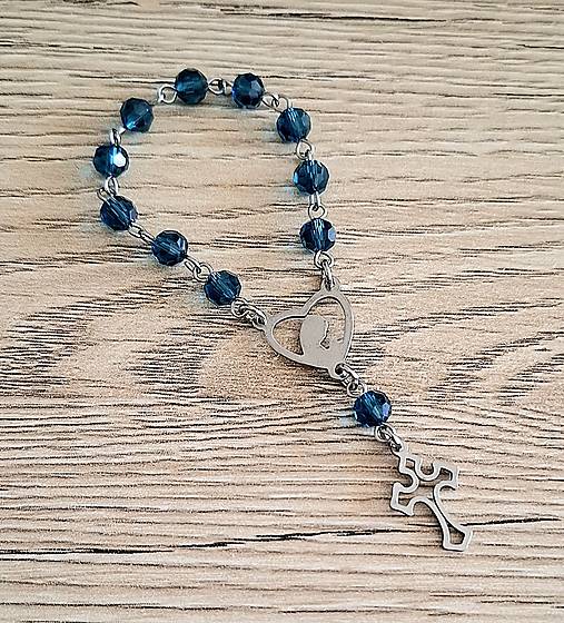 Náhrdelníky - Ruženec do ruky/oceľ (tyrkys tmavý) - 17310863_