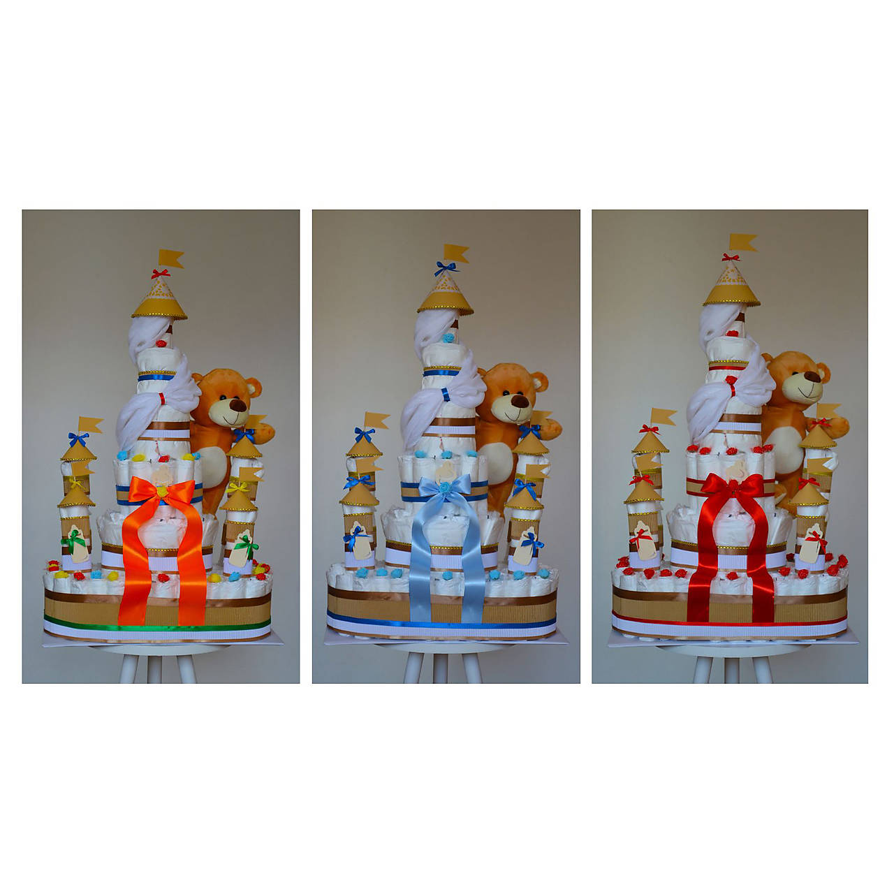 Veľká plienková torta ZÁMOK - rôzne farby