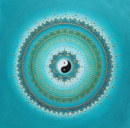 Obrazy - Mandala ZDRAVIE A IMUNITA (tyrkys-gold) 50 x 50 - 17308904_